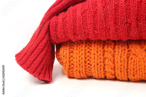 Woolen knitted clothes background