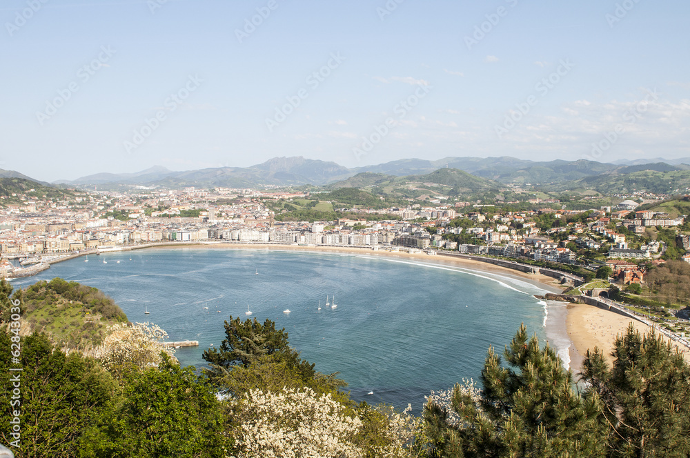 View over La Concha Beach from Monte Igeldo, San Sebastian,