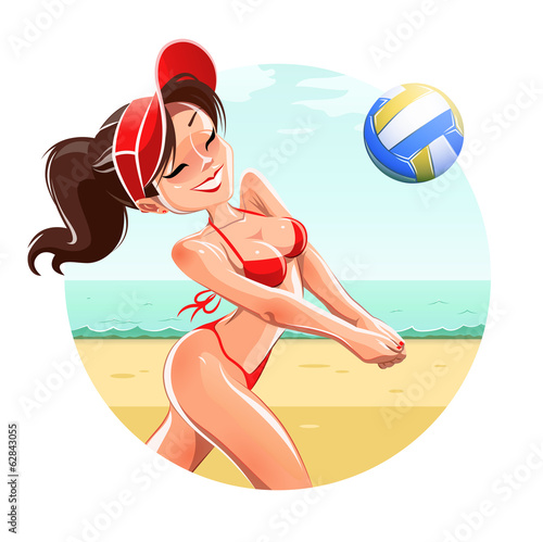 Girl play. Eps10 vector illustration. Isolated on white