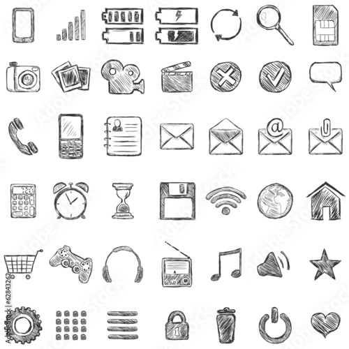 Vector Set of Sketch Mobile Icons