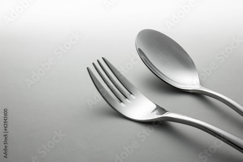 Metal spoon and fork