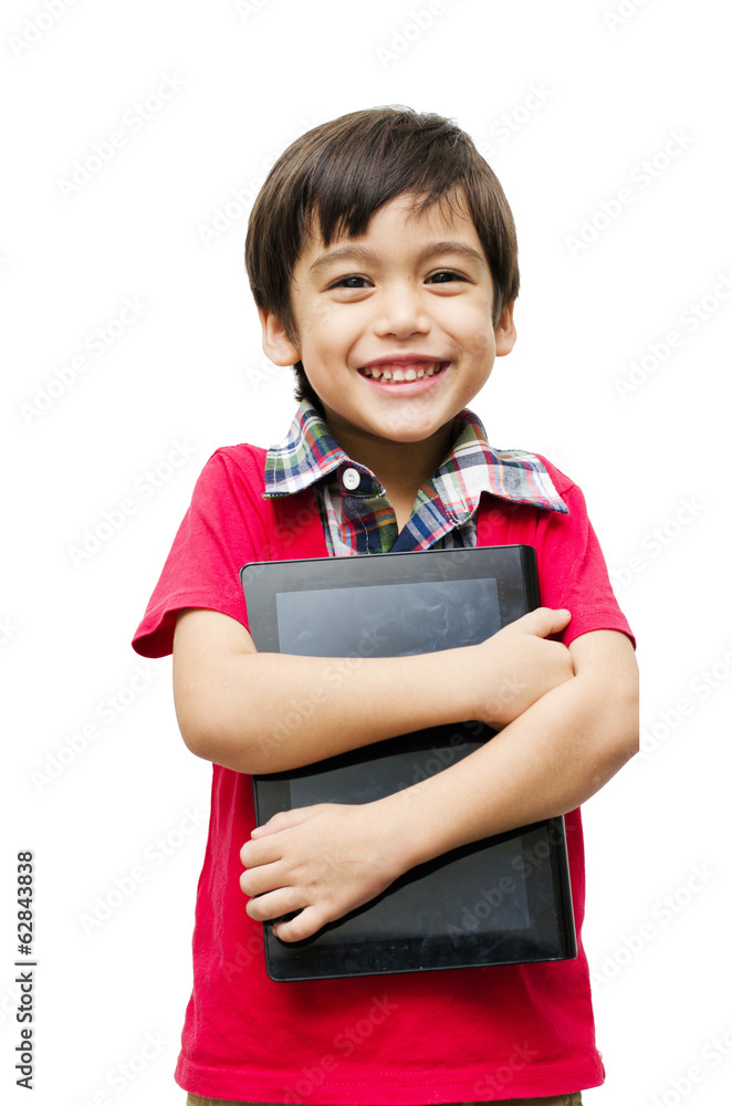 Little boy holding tablet computer touch screen Little boy holding tablet computer touch screen
