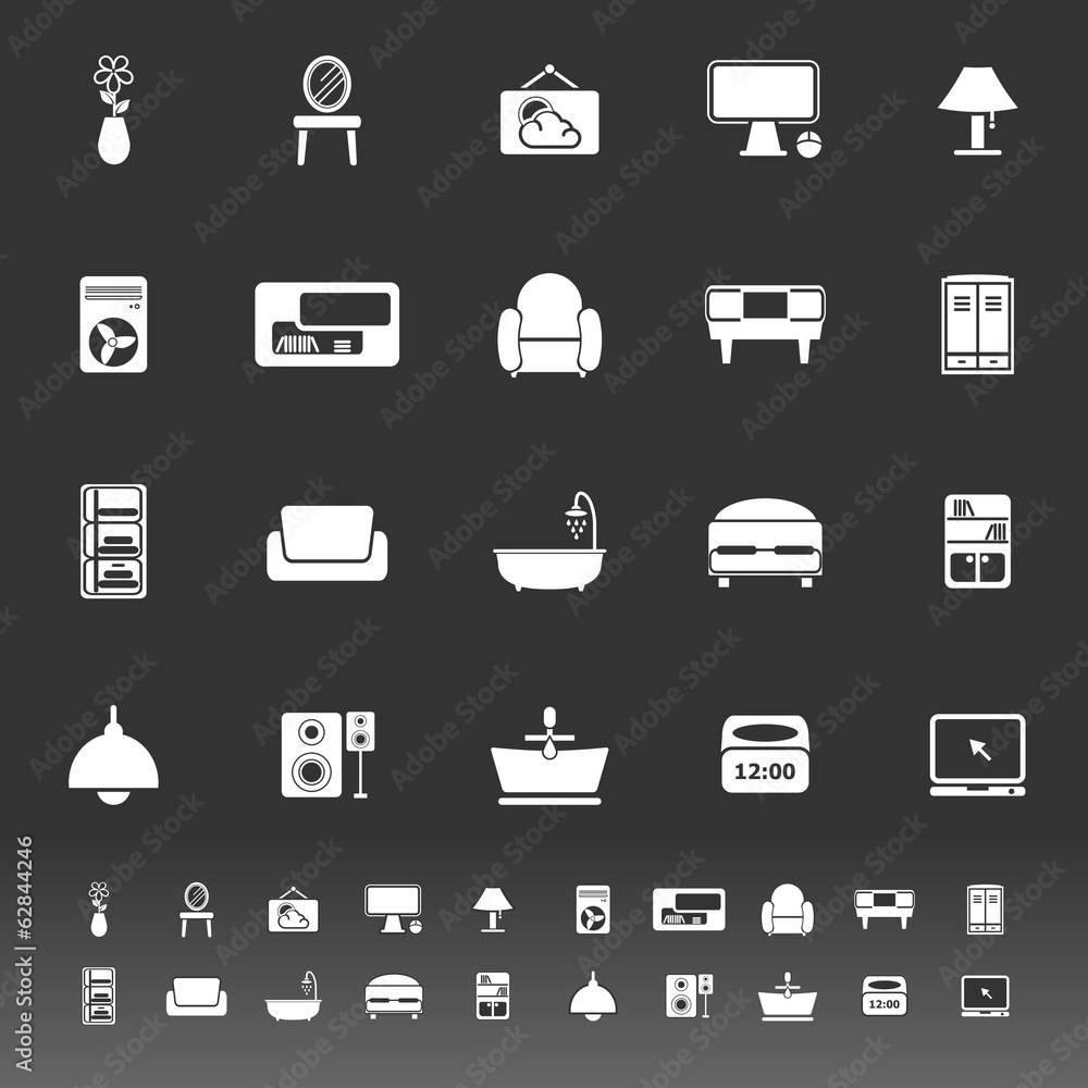 Home furniture icons on gray background Home furniture icons on gray background