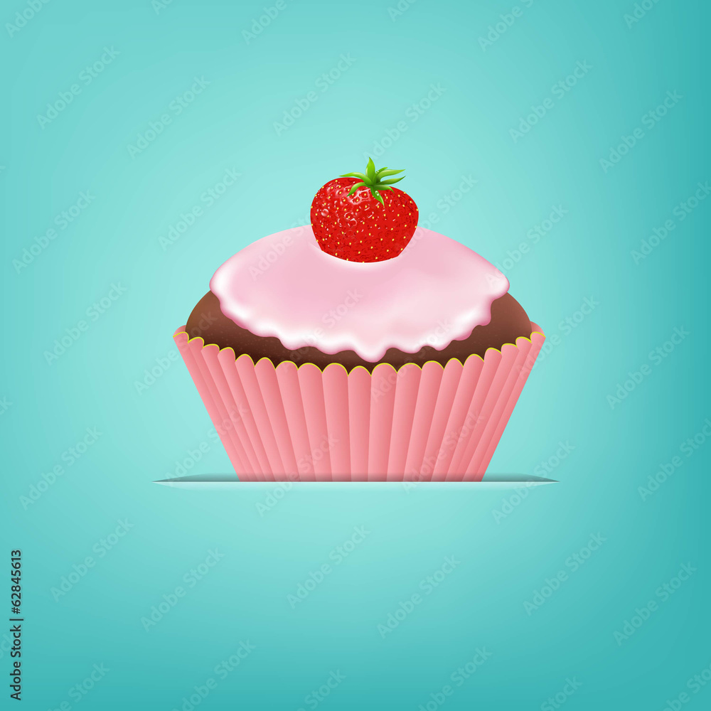 Cupcake With Cream And Strawberry Cupcake With Cream And Strawberry