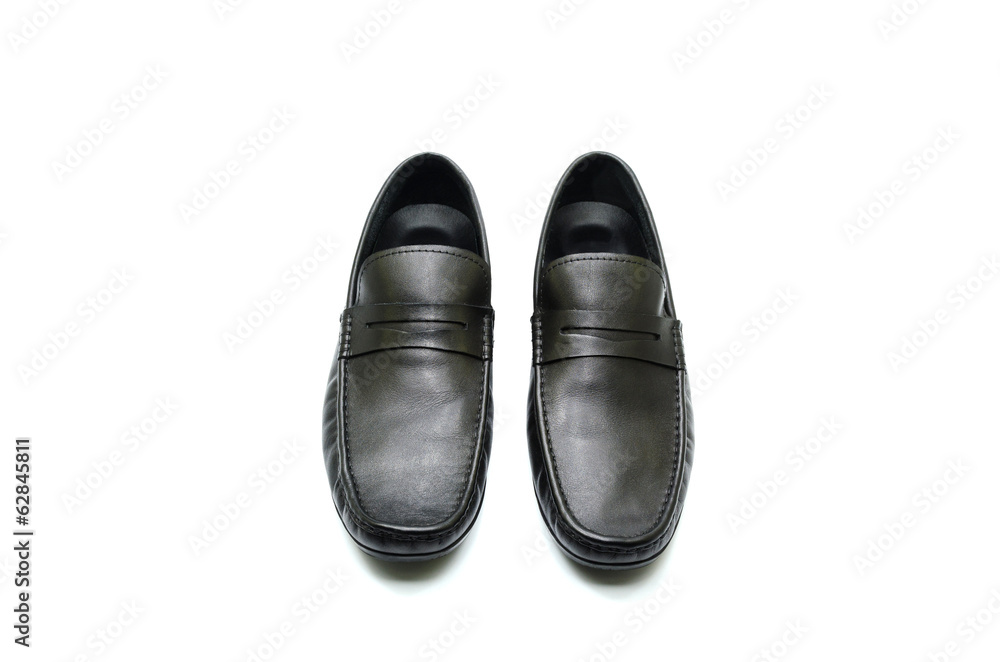 Black leather shoes on white background Black leather shoes on white background