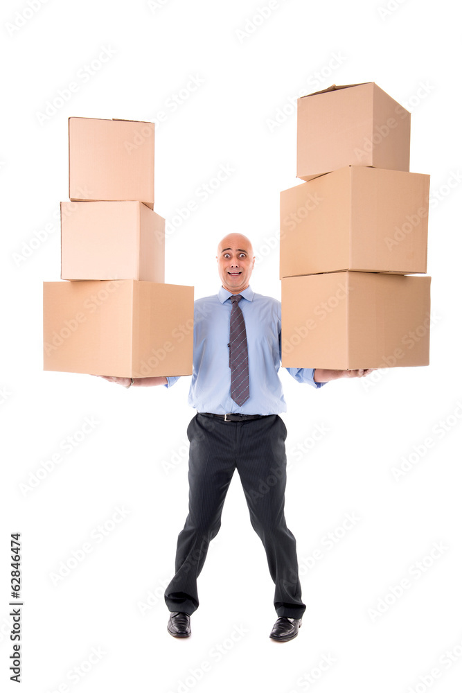 Businessman with boxes Businessman with boxes