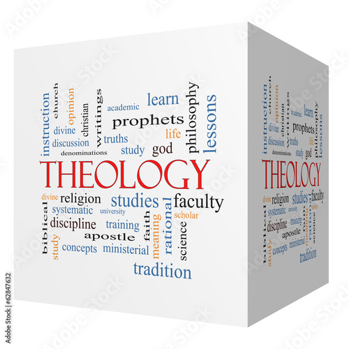 Φωτογραφία Theology 3D cube Word Cloud Concept