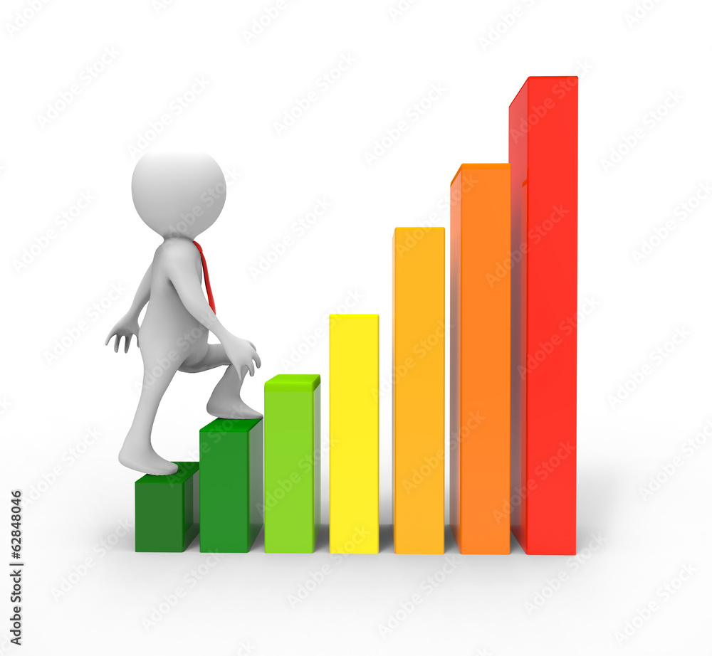 3d businessman on a graph