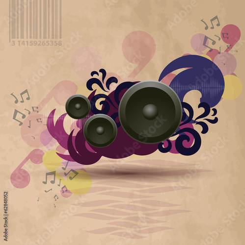 Abstract vintage music background with speakers