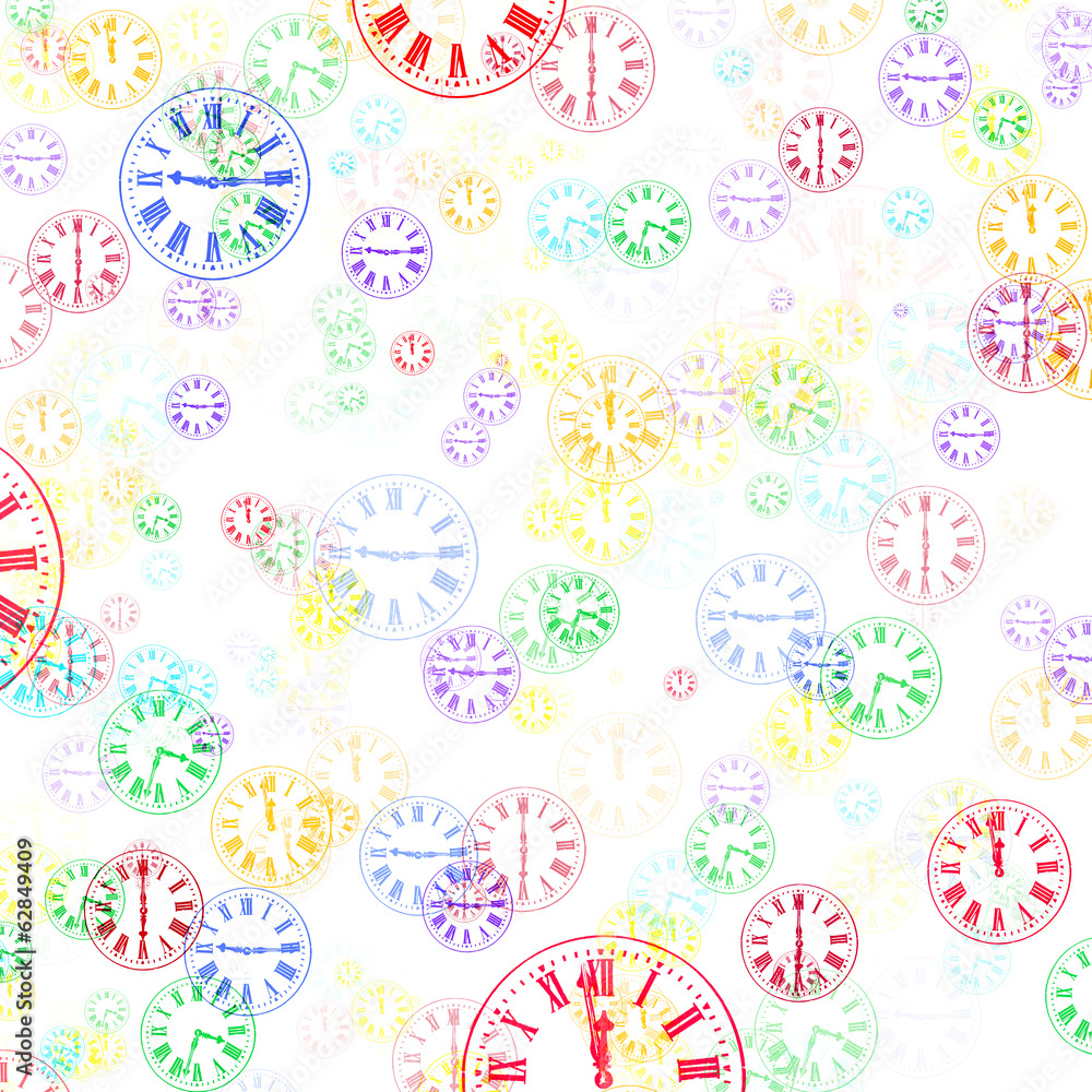 Multicoloured Clocks Abstract Background Multicoloured Clocks Abstract Background