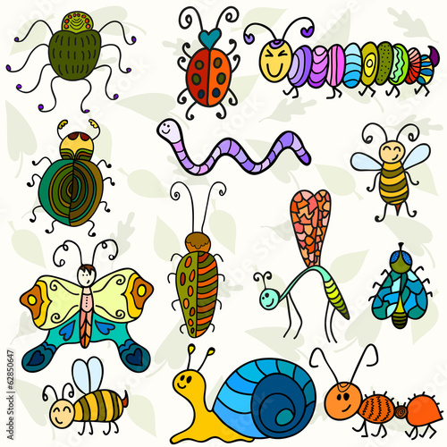 Cute bugs and funny insects