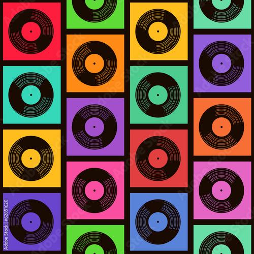 Seamless pattern of vinyl records