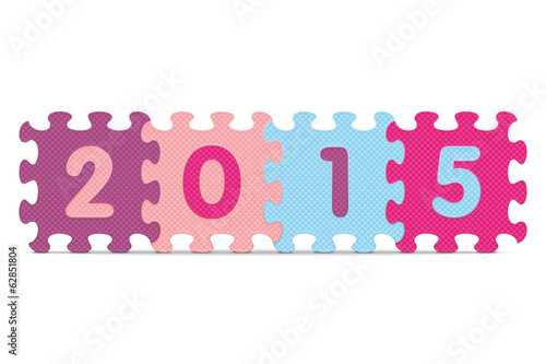 Vector "2015" written with alphabet puzzle
