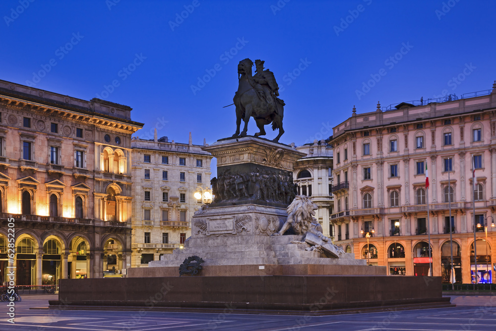 Milan Mounted Statue sunrise
