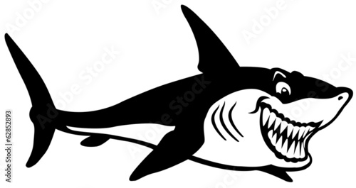 cartoon shark black white