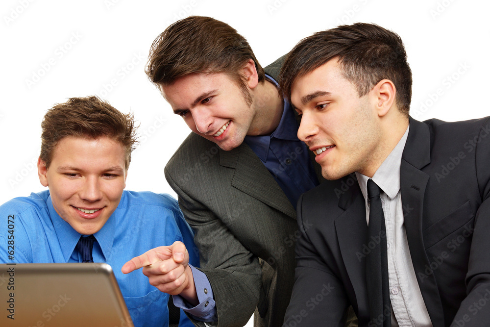 Portrait of three young business people discussing Portrait of three young business people discussing