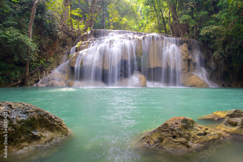 Fototapeta Naklejka Na Ścianę i Meble -  Waterfall in Erawan National Park with rocks