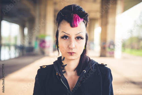 young beautiful punk dark girl photo