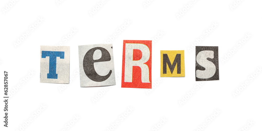 Terms, Cutout Newspaper Letters Terms, Cutout Newspaper Letters