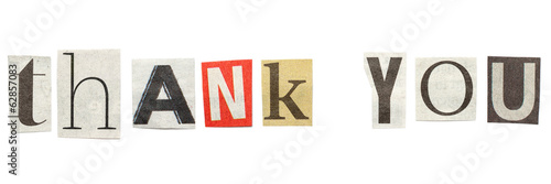 Obraz na płótnie Thank You, Cutout Newspaper Letters w salonie