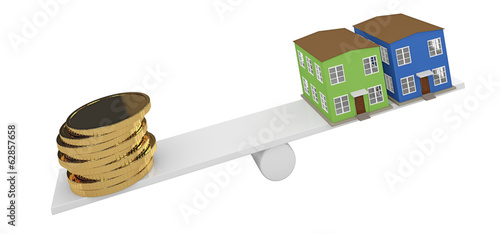 House and gold coins