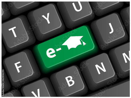 "E-LEARNING" Key on Keyboard (education training studies mooc)