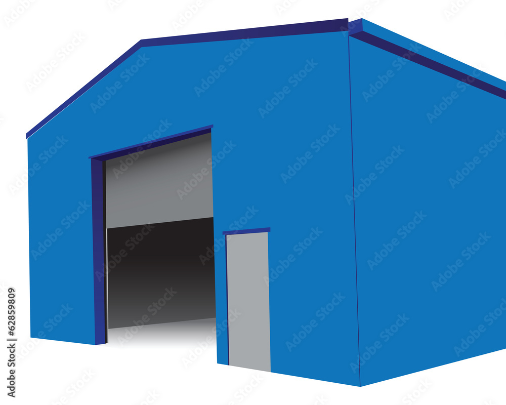 Hangar with an open gate Hangar with an open gate