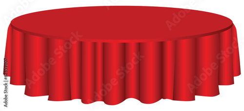 Round table with tablecloth