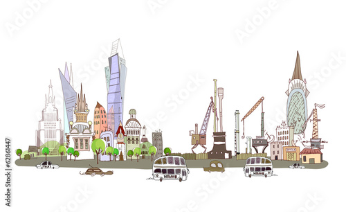 City collection  City  and factory  environmental concept
