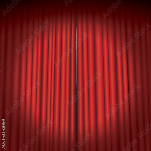 Rideau rouge entrouvert