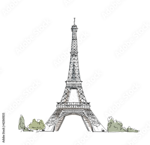 Fototapeta Naklejka Na Ścianę i Meble -  Paris, sketch collection: Eiffel tower