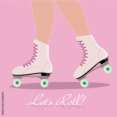 Invitation card with roller skates boots