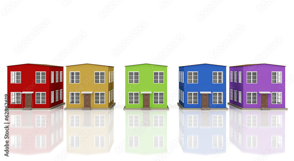 A row of colored small houses A row of colored small houses