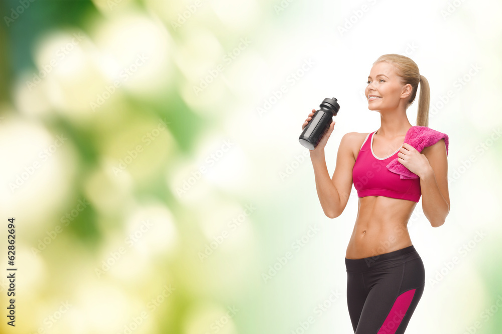 sporty woman drinking water from sportsman bottle sporty woman drinking water from sportsman bottle