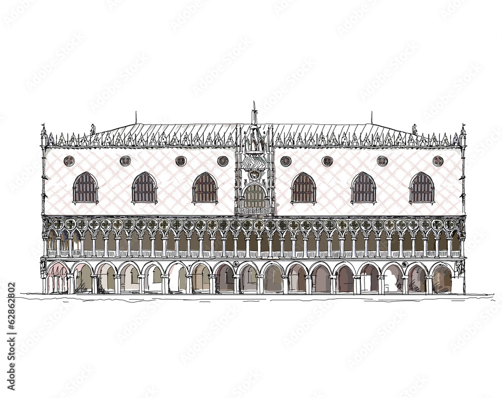 Naklejka premium Venice sketch collection, Doge palace