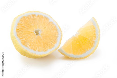 Sliced yellow lemon