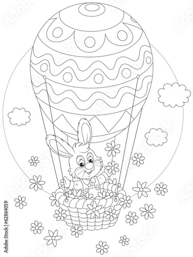 Easter Bunny flying in a ba...