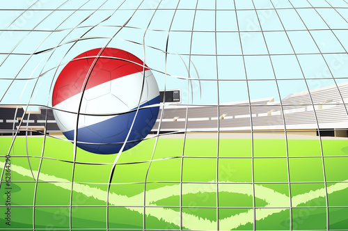 A soccer ball with the flag of Netherlands