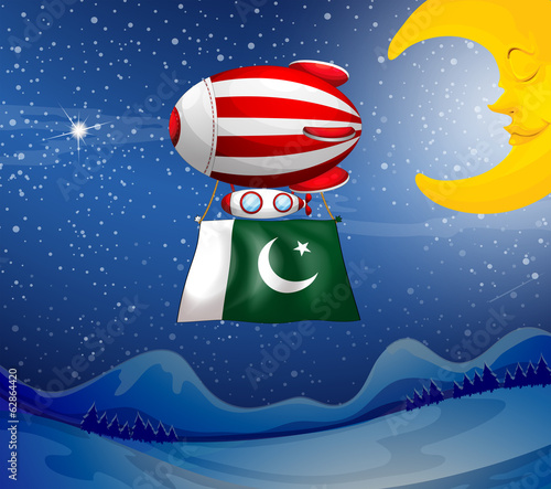A floating balloon with the flag of Pakistan
