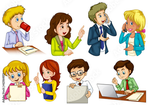 Different people working in an office