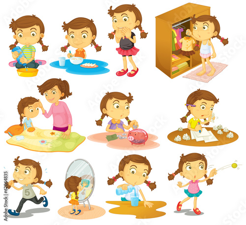 Different activities of a young girl