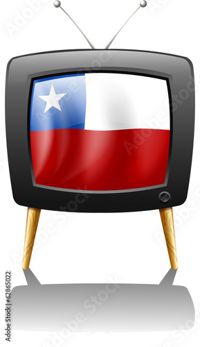 The flag of Chile inside the TV