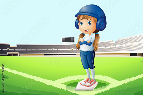 A baseball player at the court