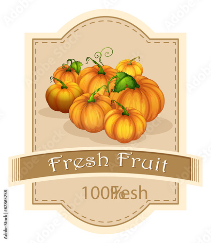 A fresh fruit label with pumpkins