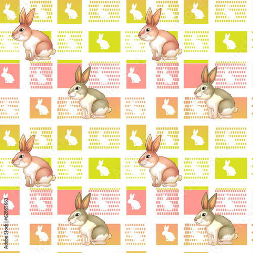 A seamless design with bunnies