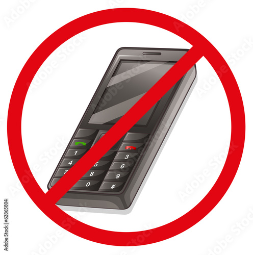 A cellphone with a red sign