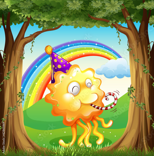 A happy monster at the forest