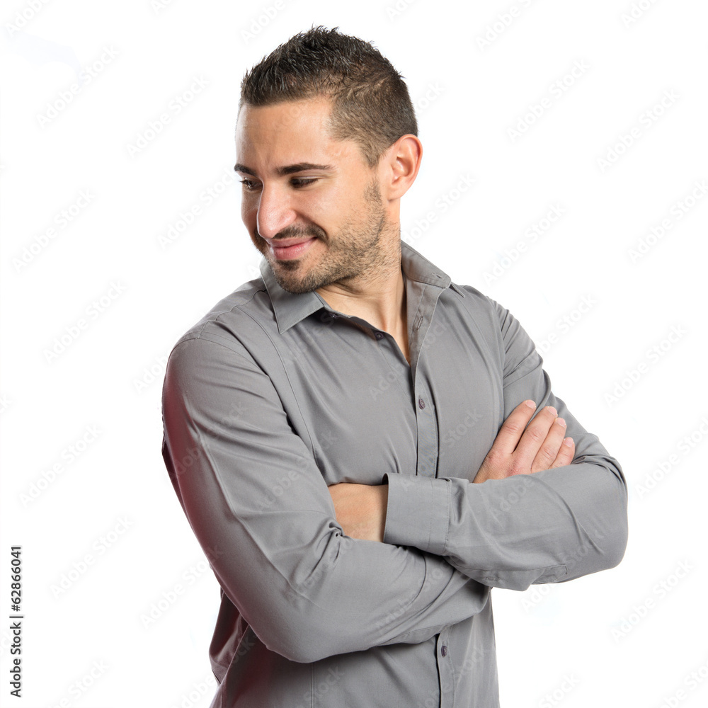 Handsome man with arms crossed over isolated background Handsome man with arms crossed over isolated background