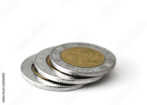 coins on white background