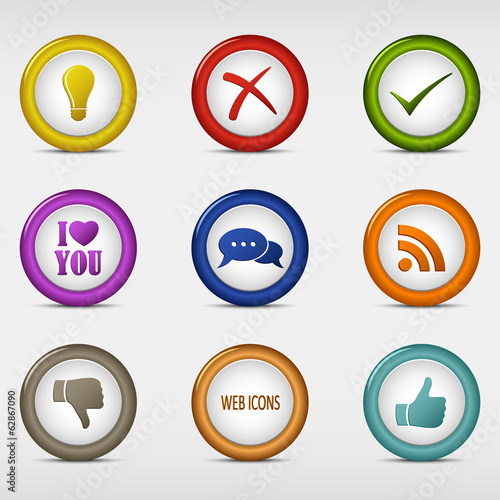 Wallpaper Mural Set of colored round web icons template Torontodigital.ca